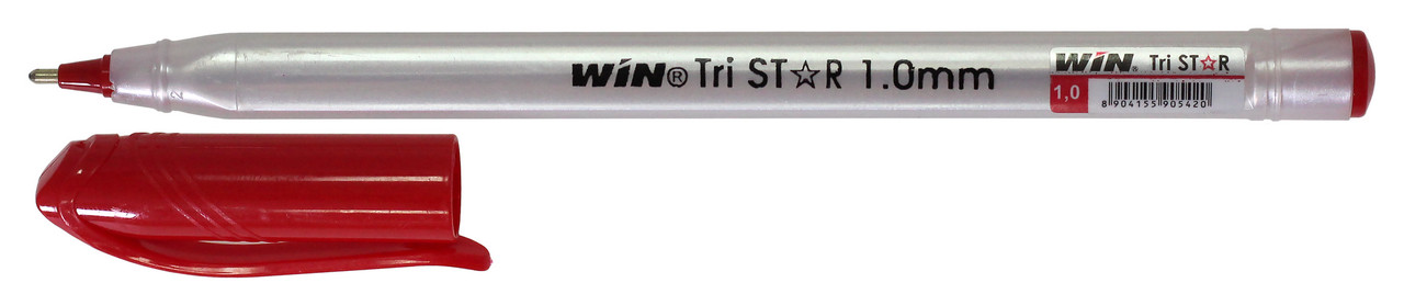 Ручка масляна WIN (TRISTAR), чорнила червоні, трикутна форма